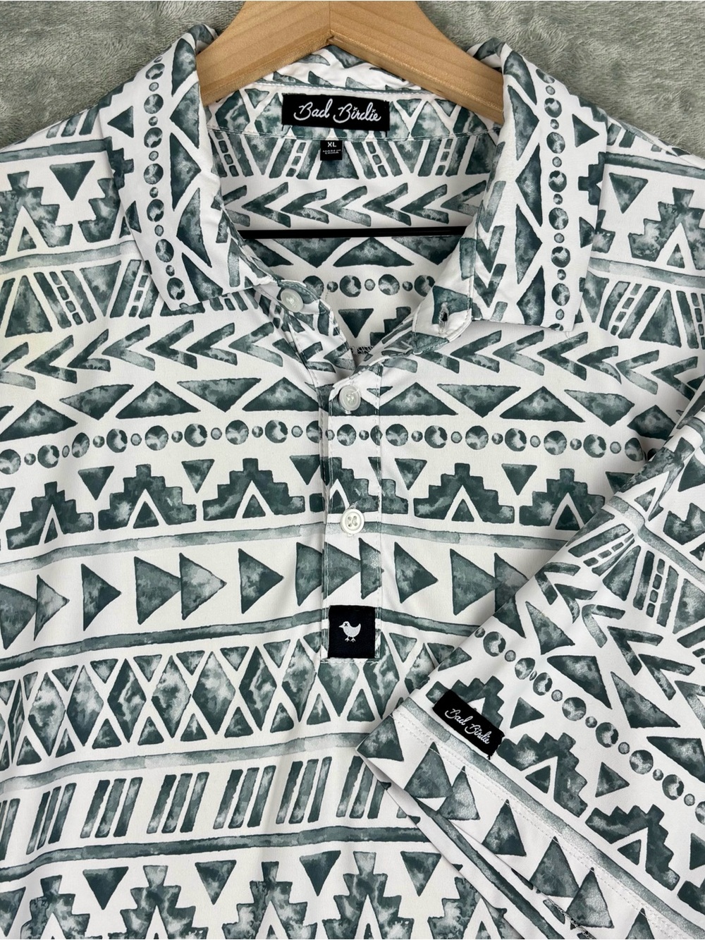 Bad Birdie Fiesta Western Aztec Print Polo Golf Shirt Men XL
